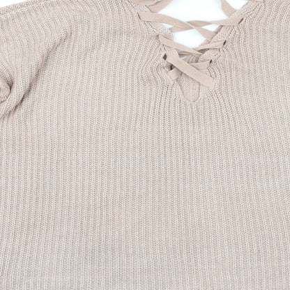 Brand and care label for Peacocks women’s pink jumper, size L