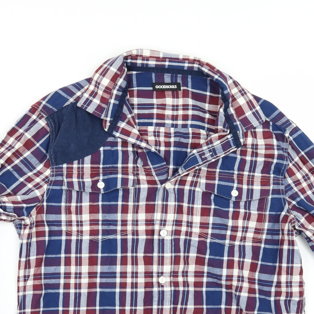 Mens UK Size M Goodsouls Blue  Button-Up Long Sleeve Casual Shirt