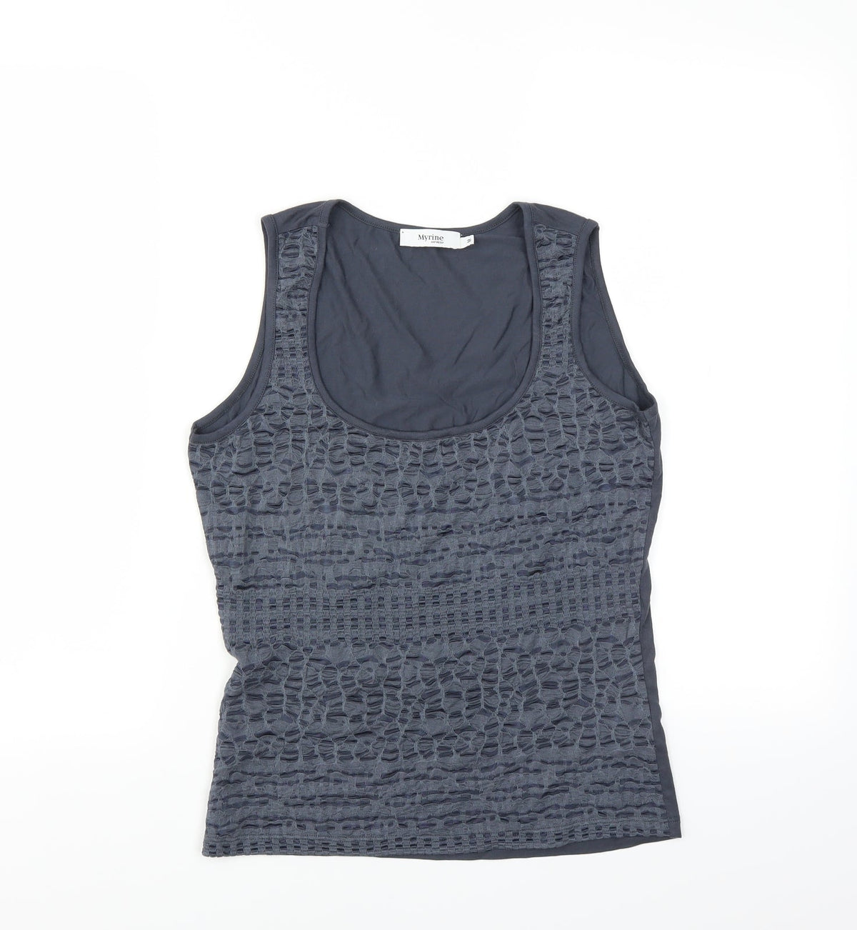 Additional front view of Myrine & Me women’s grey basic tank, size M