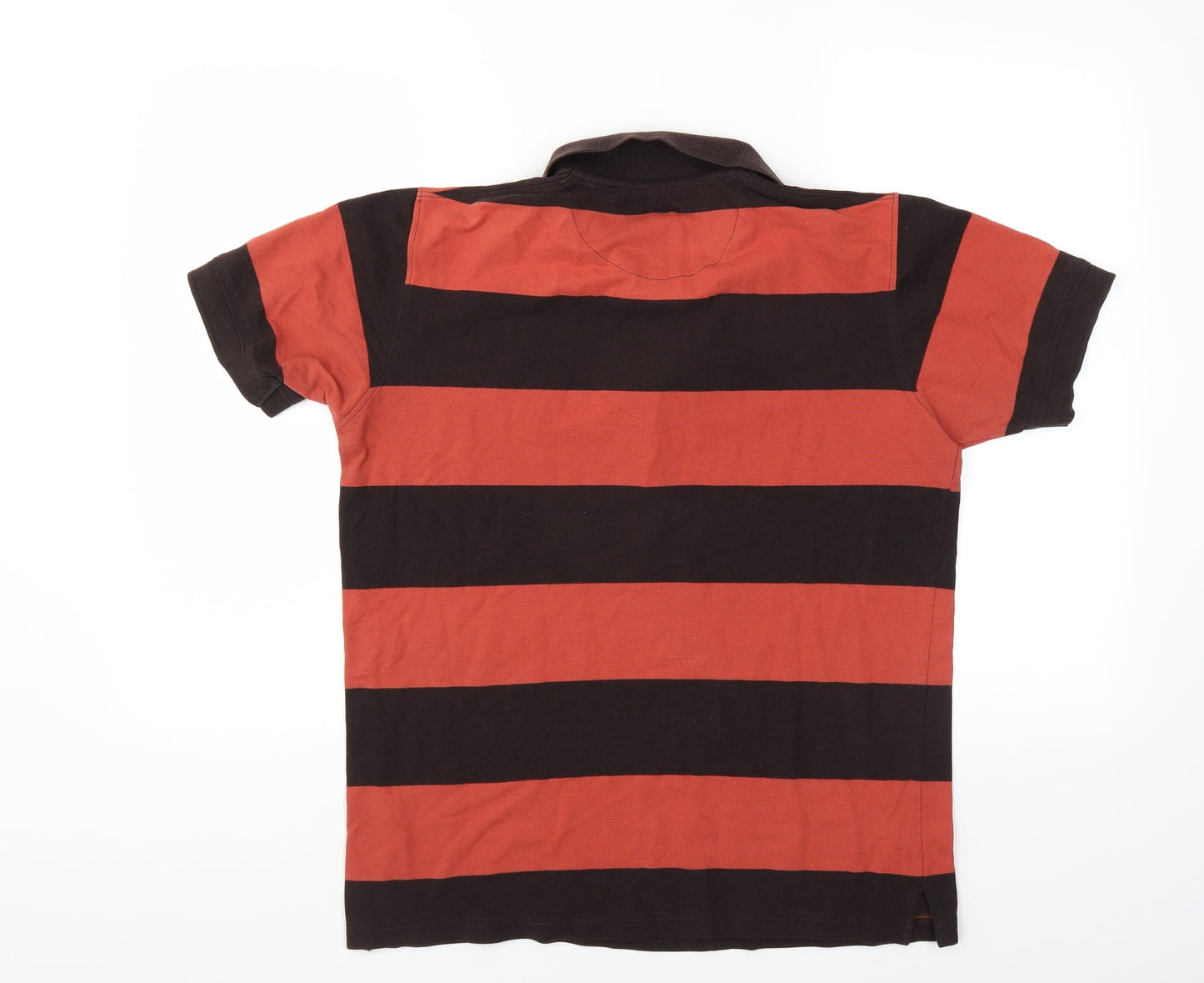 Ruggers Mens Brown Striped   Polo Size M