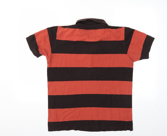 Ruggers Mens Brown Striped   Polo Size M