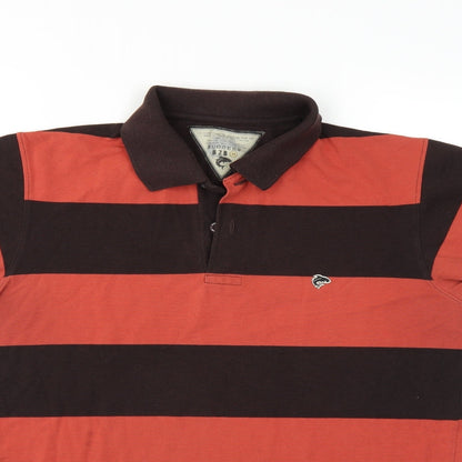 Ruggers Mens Brown Striped   Polo Size M