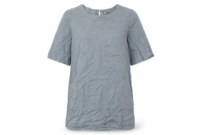 Front view of earth addict women’s grey shirt dress, size UK 8