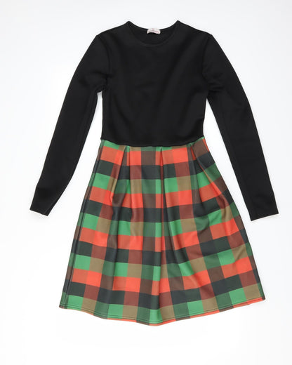 Want That Trend Womens Black Check  Fit & Flare  Size 8