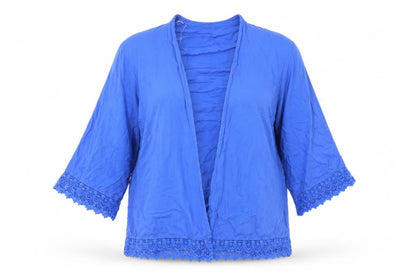 Front view of Matalan women’s blue cardigan jumper, size L