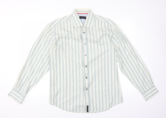 Mens UK Size M Jeff & Co Green  Button-Up Long Sleeve Casual Shirt