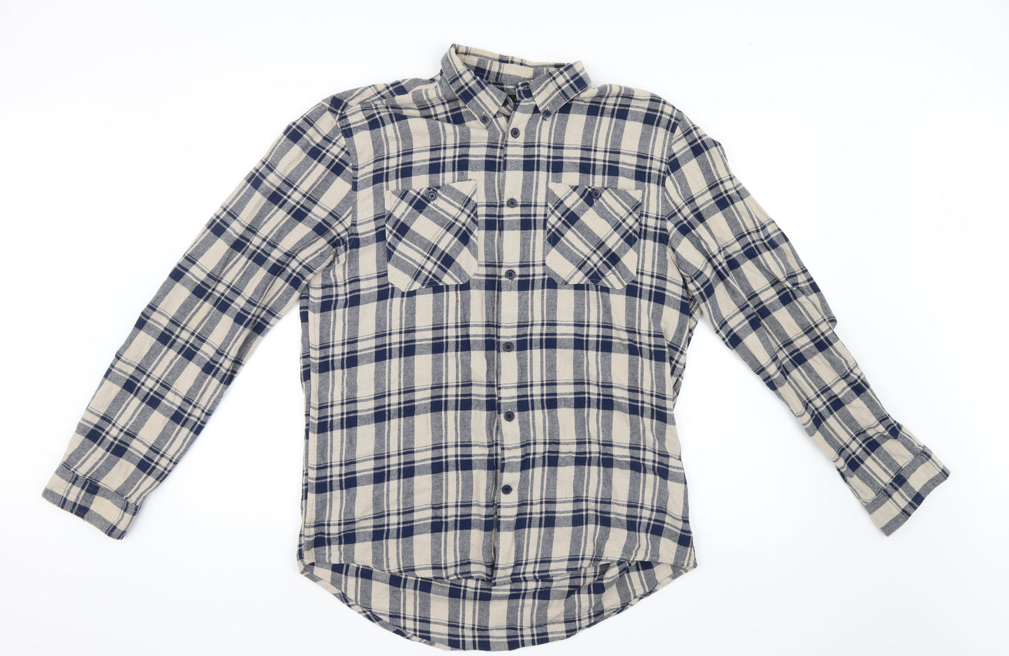 Mens UK Size XL D/STRUCT Blue  Button-Up Long Sleeve Casual Shirt