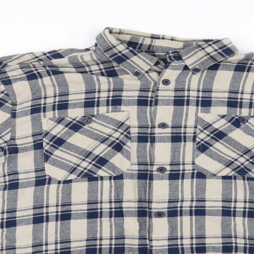 Mens UK Size XL D/STRUCT Blue  Button-Up Long Sleeve Casual Shirt