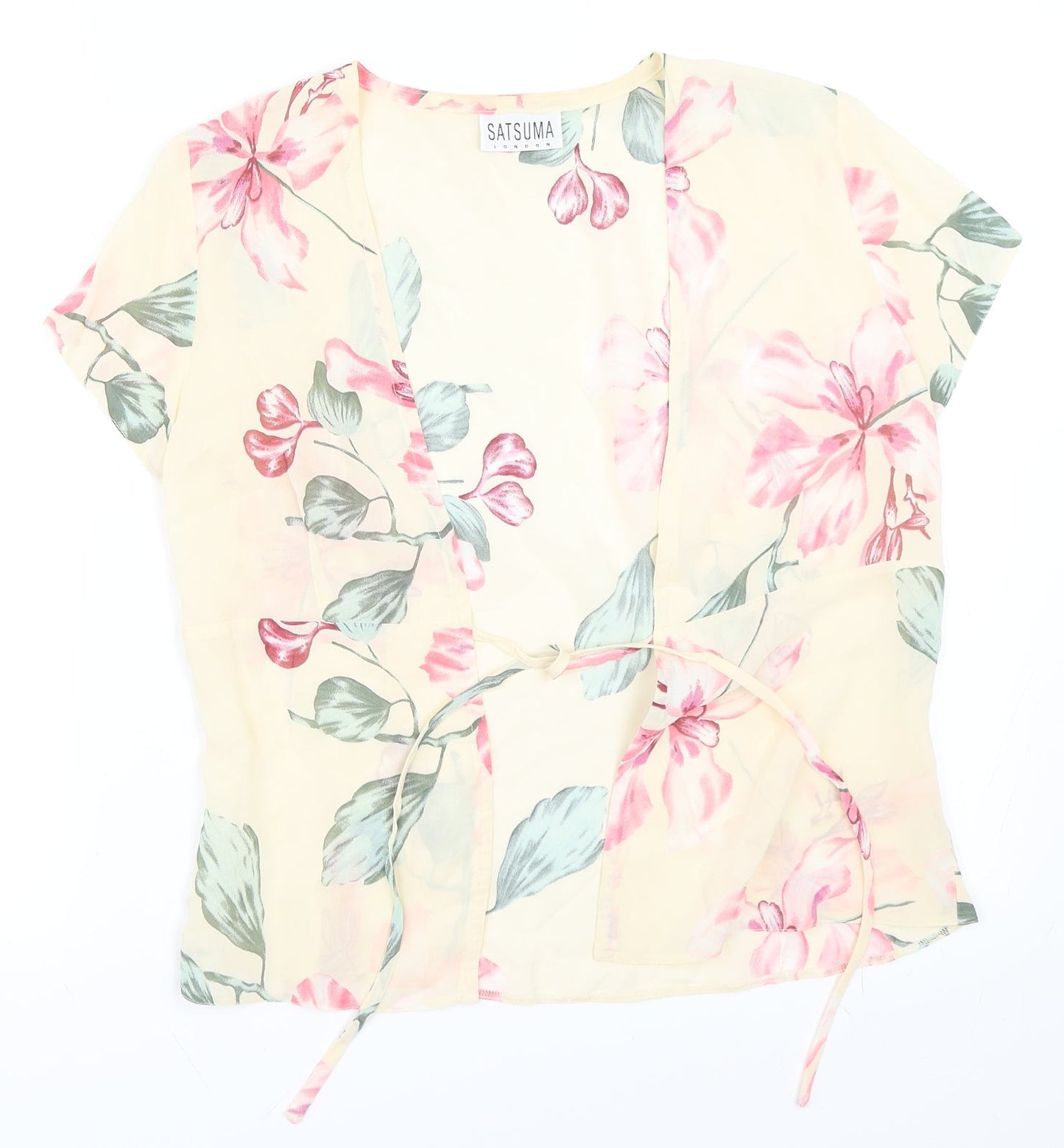 Satsuma London Womens Beige Floral  Cardigan Jumper Size M