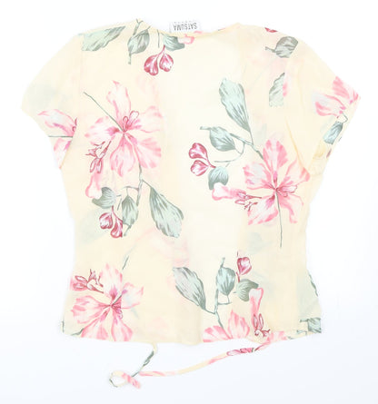 Satsuma London Womens Beige Floral  Cardigan Jumper Size M