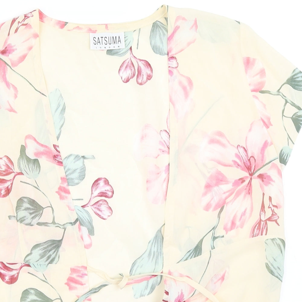 Satsuma London Womens Beige Floral  Cardigan Jumper Size M