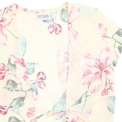 Satsuma London Womens Beige Floral  Cardigan Jumper Size M