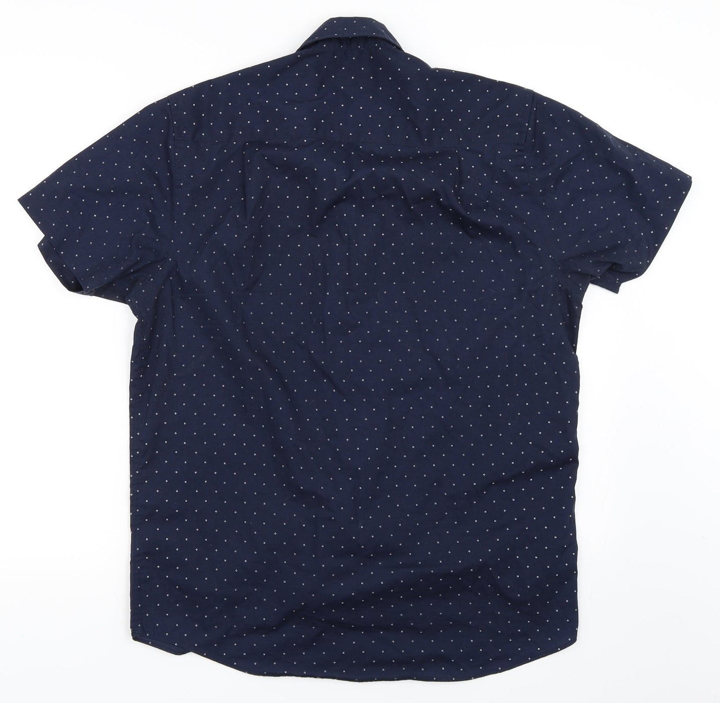 Mens UK Size M Cedar Wood State Blue  Button-Up Short Sleeve Casual Shirt
