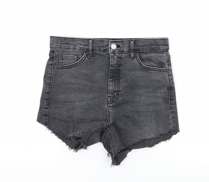 Topshop Womens Grey  Denim Hot Pants Shorts Size 30 in - Distressed