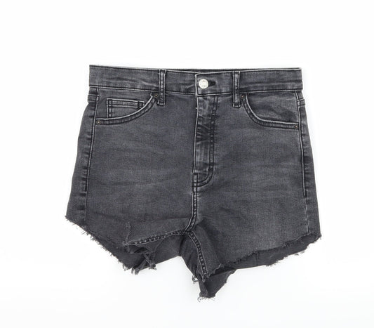 Topshop Womens Grey  Denim Hot Pants Shorts Size 30 in - Distressed