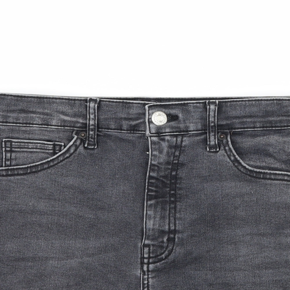 Topshop Womens Grey  Denim Hot Pants Shorts Size 30 in - Distressed