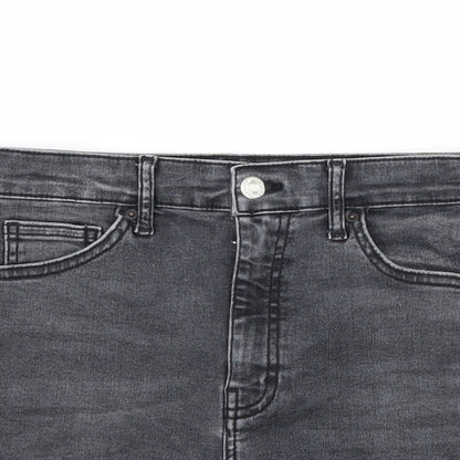Topshop Womens Grey  Denim Hot Pants Shorts Size 30 in - Distressed