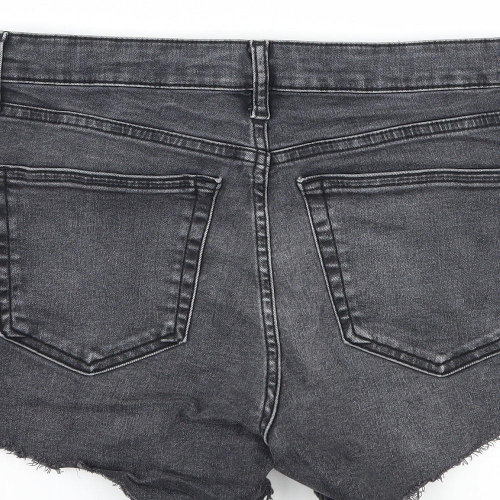 Topshop Womens Grey  Denim Hot Pants Shorts Size 30 in - Distressed