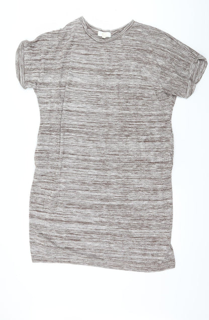 Additional front view of JCL women’s brown striped jersey basic t-shirt, size M
