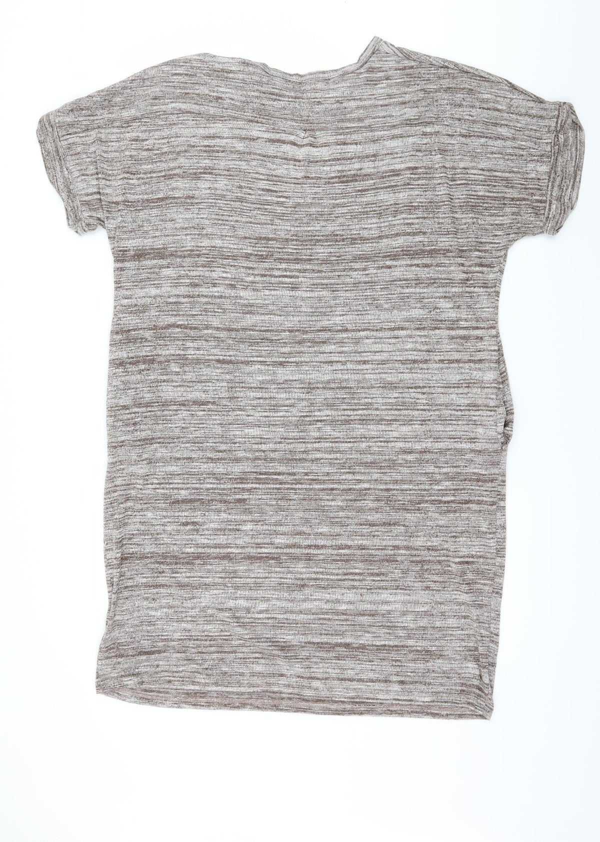 Back view of JCL women’s brown striped jersey basic t-shirt, size M
