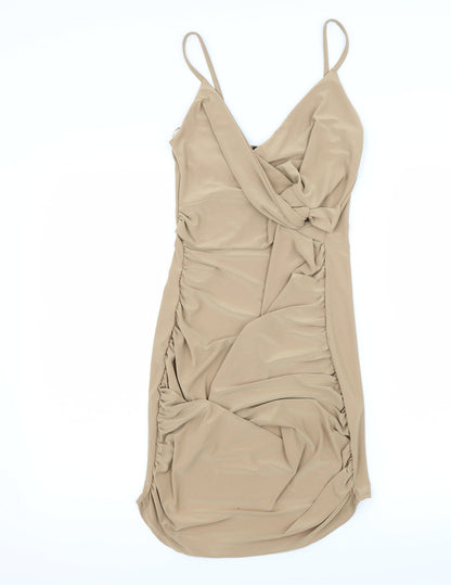 Kiah Womens Beige   Slip Dress  Size 12  - Ruched