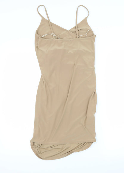 Kiah Womens Beige   Slip Dress  Size 12  - Ruched