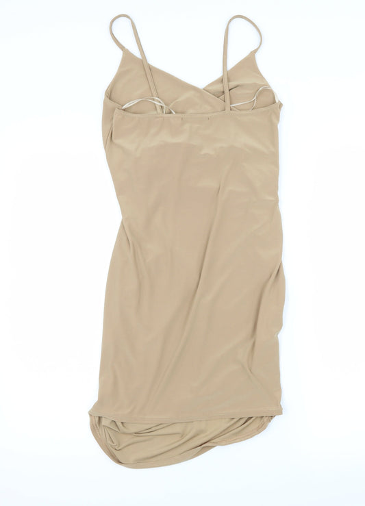Kiah Womens Beige   Slip Dress  Size 12  - Ruched