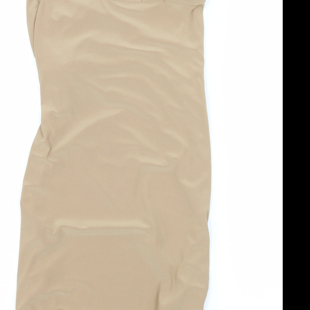 Kiah Womens Beige  Jersey Slip Dress  Size 10  - Ruched
