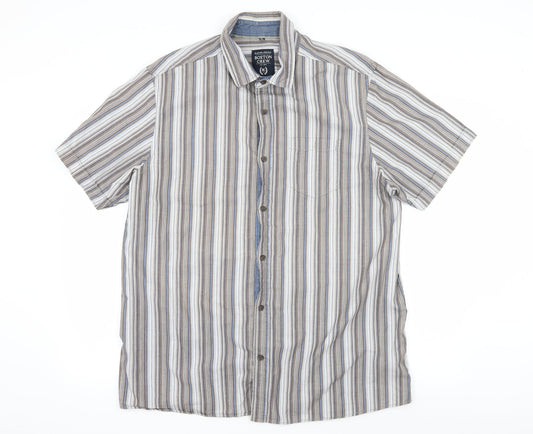 George Mens Grey Striped   Button-Up Size XL