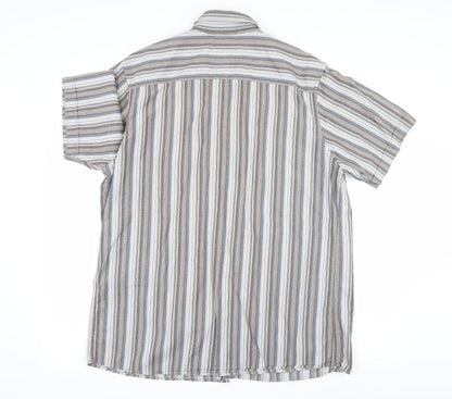 George Mens Grey Striped   Button-Up Size XL