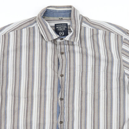 George Mens Grey Striped   Button-Up Size XL