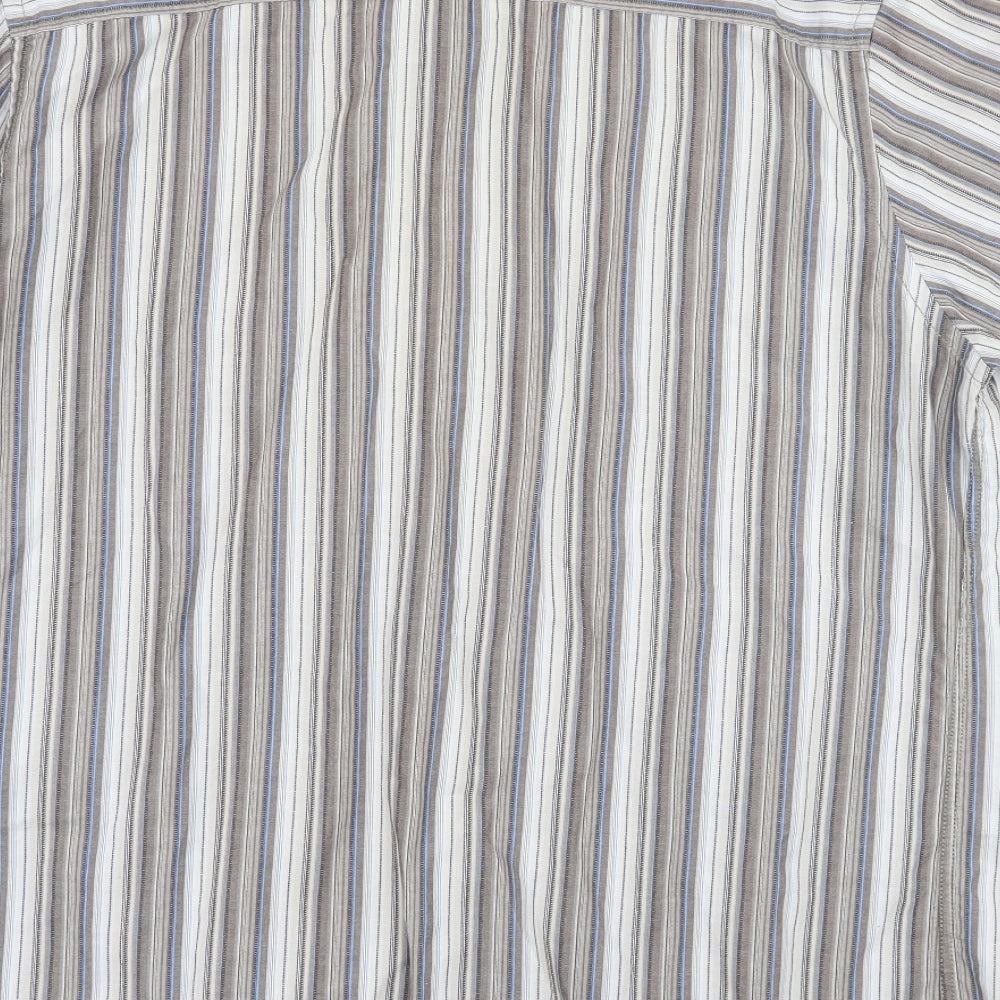 George Mens Grey Striped   Button-Up Size XL
