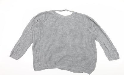 Additional front view of Boohoo women’s grey knit jumper, size UK 18