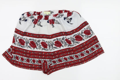 Love & Other things Womens White Floral  Hot Pants Shorts Size L