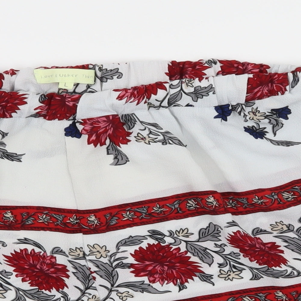 Love & Other things Womens White Floral  Hot Pants Shorts Size L