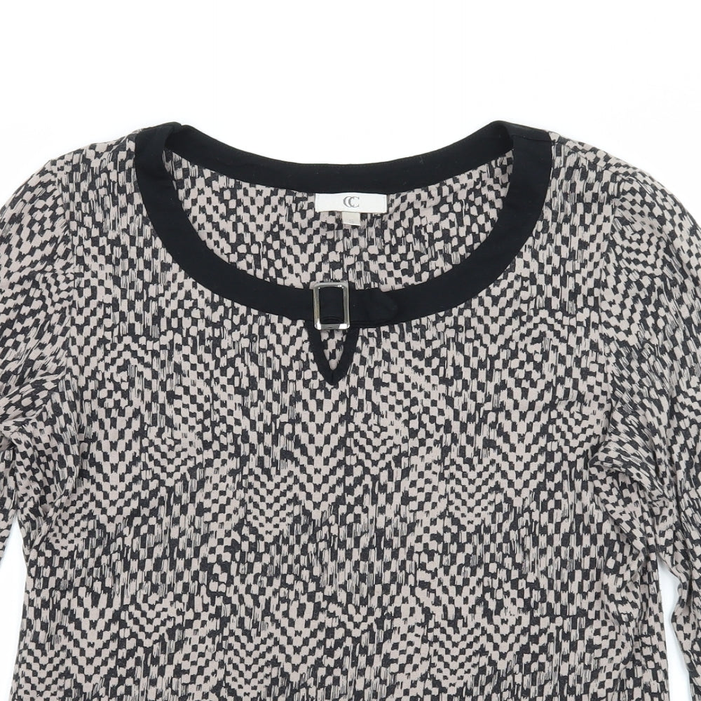 CC Womens Brown Check Jersey Basic T-Shirt Size S