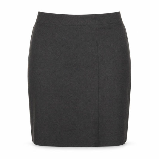 Front view of Preworn women’s grey straight & pencil skirt, size UK 34, in