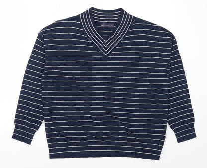 Marks and Spencer Mens Blue Striped  Pullover Jumper Size S