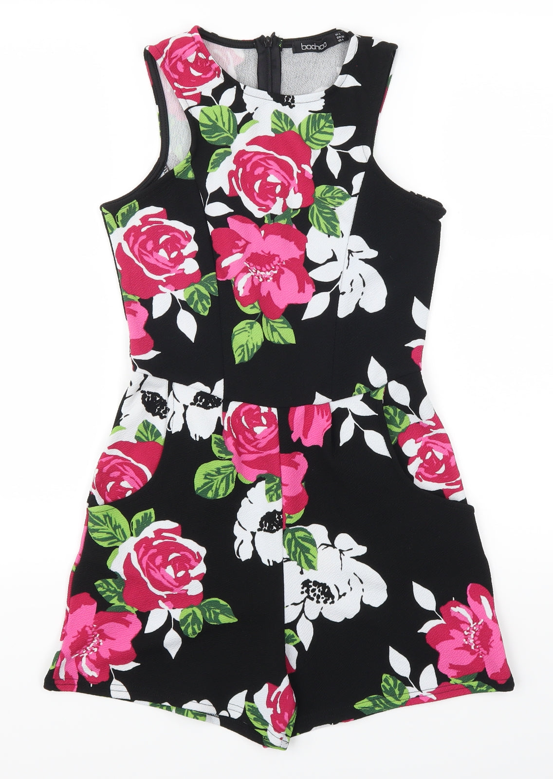 Boohoo Womens Pink Floral  Playsuit One-Piece Size 8 L3 in