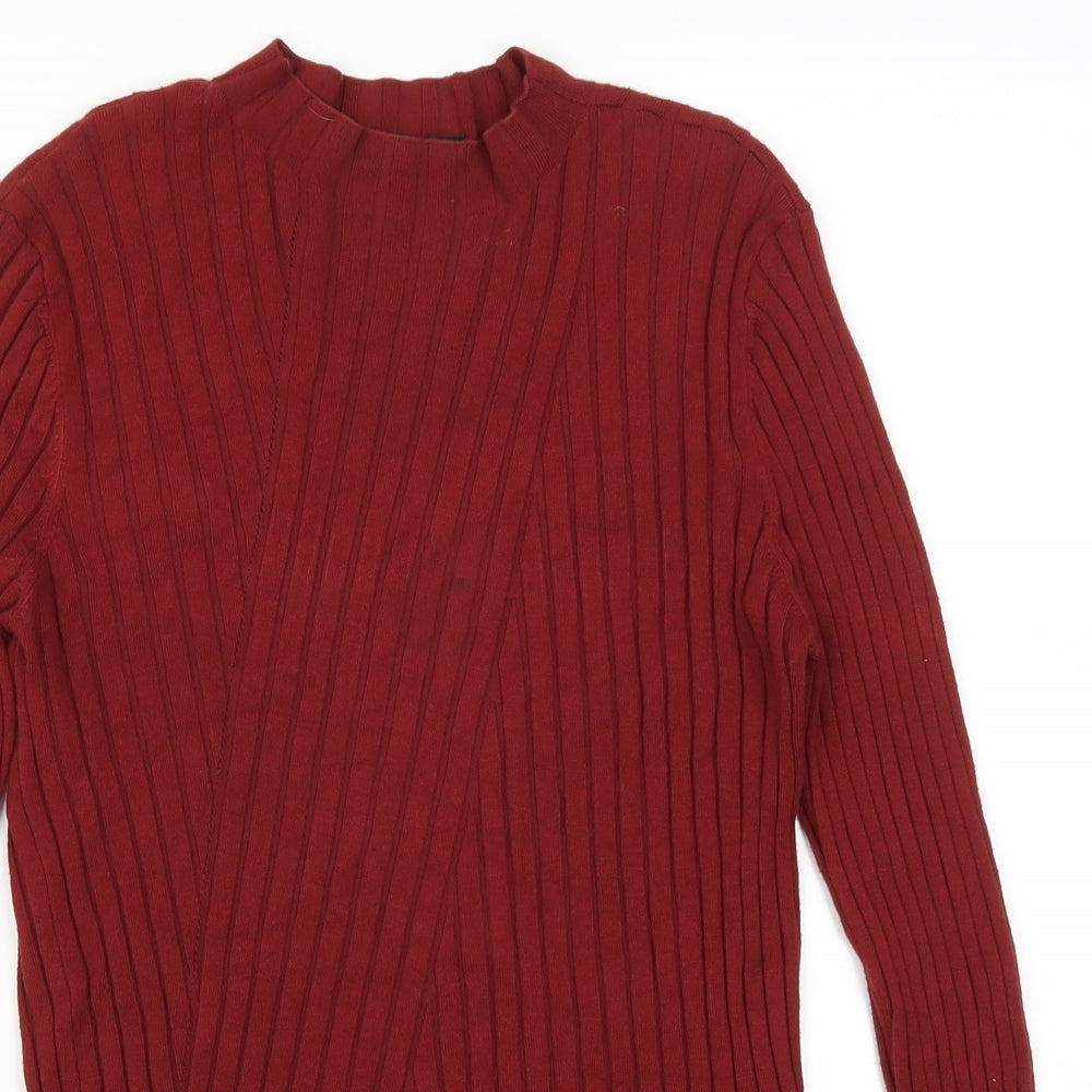 Close-up detail of Miss Selfridge women’s red jumper, size UK 16
