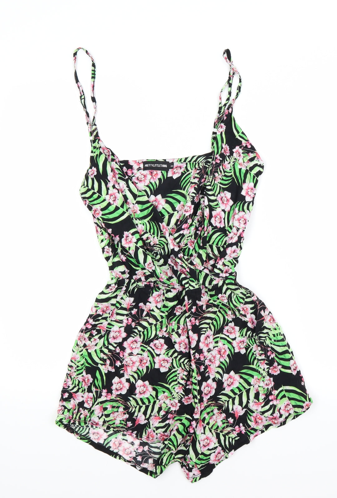 PRETTYLITTLETHING Womens Green Floral  Shorts One-Piece Size 8