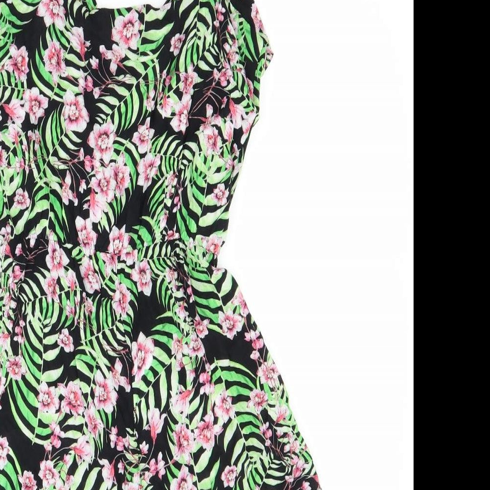 PRETTYLITTLETHING Womens Green Floral  Shorts One-Piece Size 8