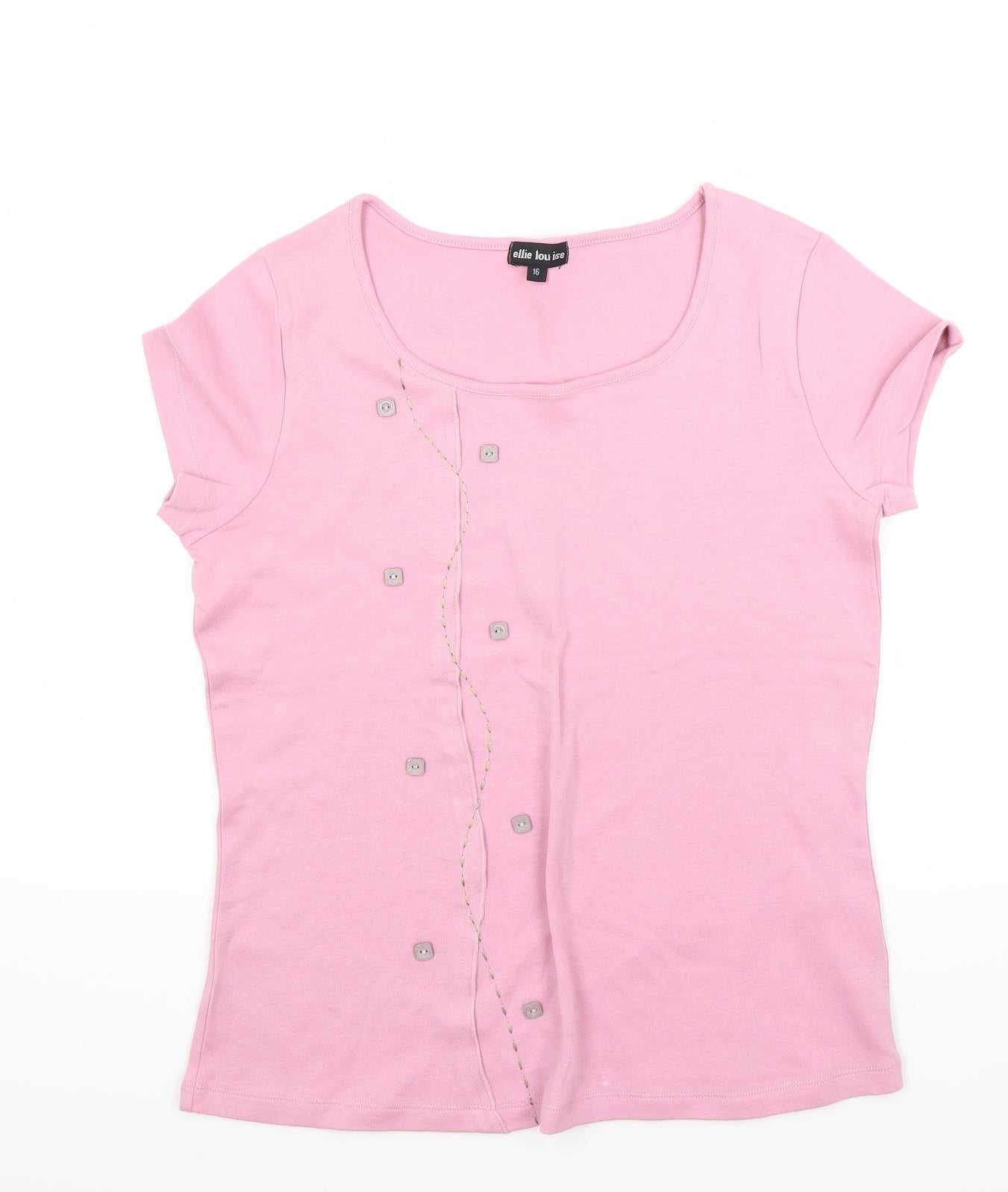 Womens UK Size 16 Ellie Louise Pink Basic T-Shirt