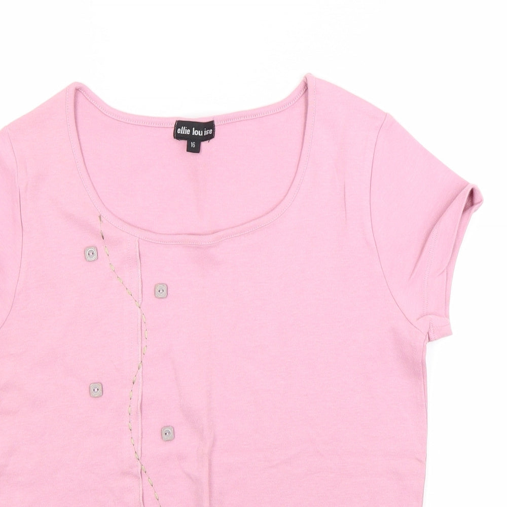 Womens UK Size 16 Ellie Louise Pink Basic T-Shirt