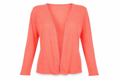 Front view of Debbie Morgan women’s orange cardigan jumper, size M