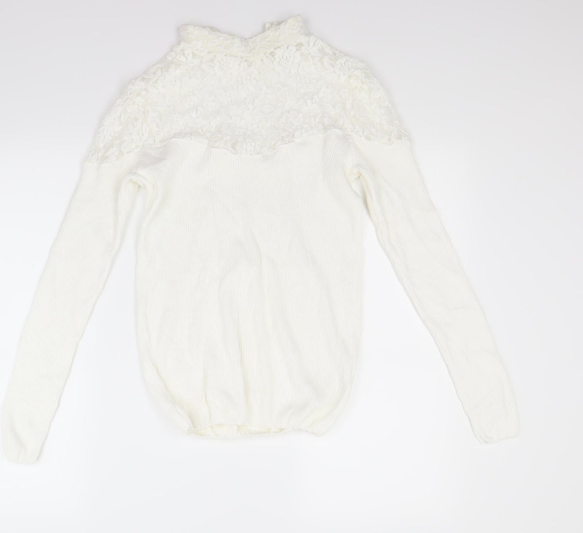 Additional front view of tesini women’s white jumper, size UK 12