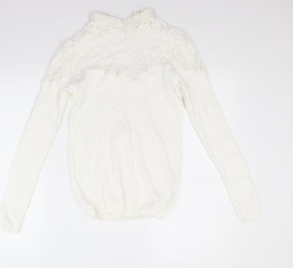 Additional front view of tesini women’s white jumper, size UK 12