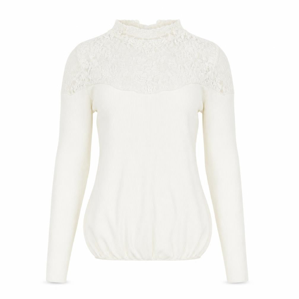 Front view of tesini women’s white jumper, size UK 12