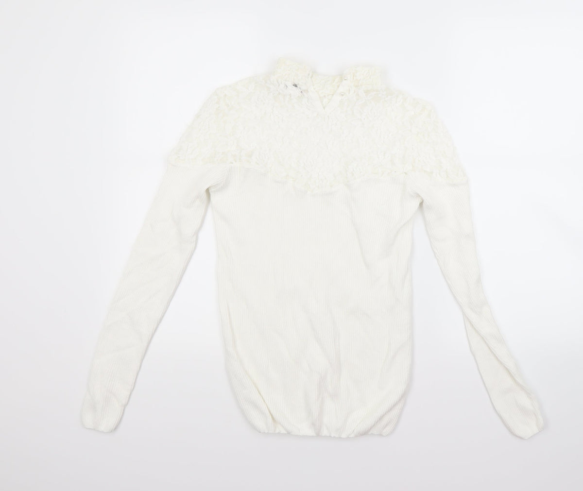 Back view of tesini women’s white jumper, size UK 12