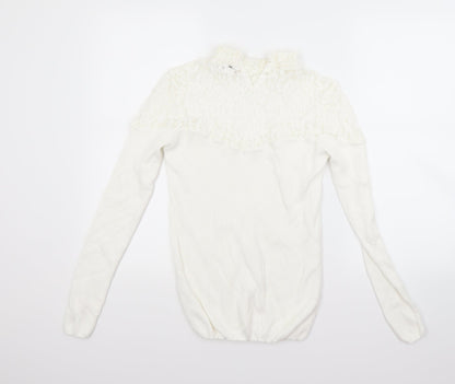 Back view of tesini women’s white jumper, size UK 12